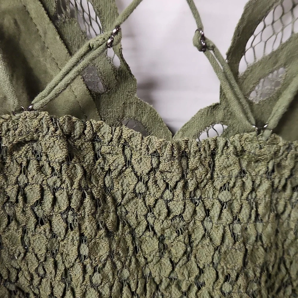 NWT FREE PEOPLE Intimately Women's sz S Olive color adjustable straps tunic - Picture 6 of 8